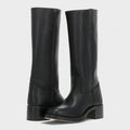 Tall Leather Riding Boots Dark Brown Women's Block Heel Knee-High – Casual, Office, Holiday