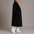 Teddy Coat Faux Fur Long Women's Cream Double-Breasted Lapel – Casual, Winter, Office, Gift