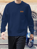Textured Crew Neck Sweatshirt Men's Geometric Cream Pullover – Casual, Everyday · Werune