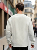 Textured Crew Neck Sweatshirt Men's Geometric Cream Pullover – Casual, Everyday · Werune