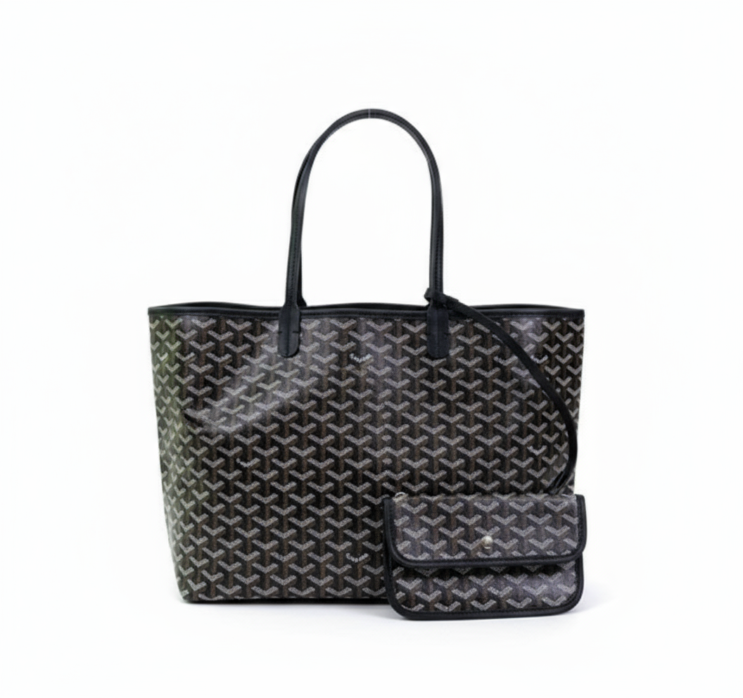 Tote Bag Coated Canvas Yellow Women's with Matching Pouch – Casual, Office, Holiday, Gift