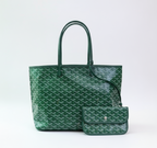 Tote Bag Green Monogram Women's with Matching Pouch – Casual, Everyday, Work, Gift