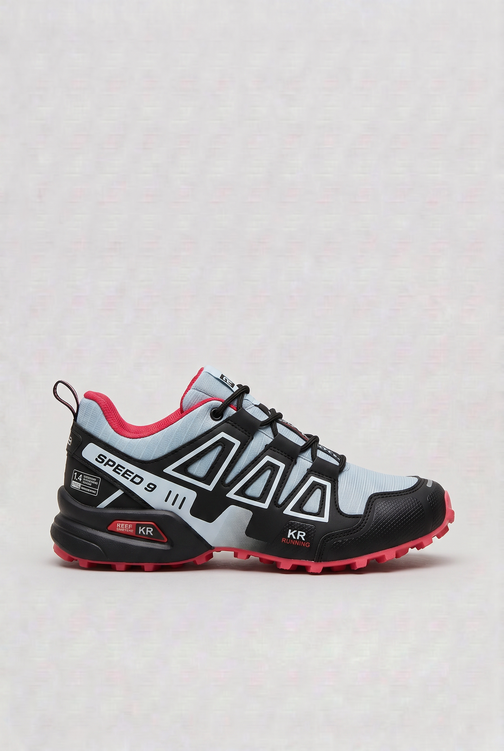 Trail Running Trainers Men's Grey Green Blue Lace-Up Shoes – Running, Outdoor, Home Gym, Training