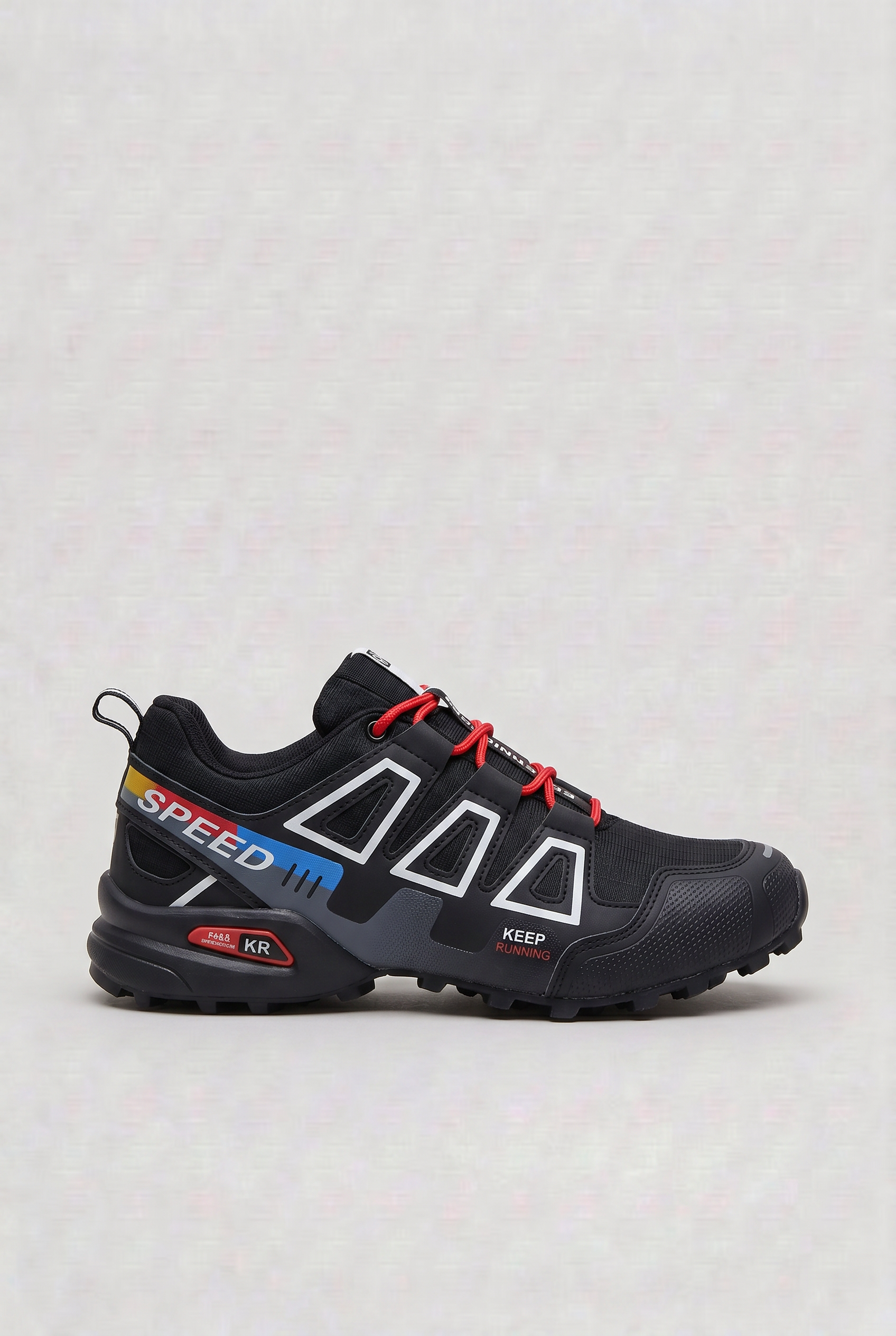 Trail Running Trainers Men's Grey Green Blue Lace-Up Shoes – Running, Outdoor, Home Gym, Training