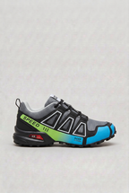 Trail Running Trainers Men's Grey Green Blue Lace-Up Shoes – Running, Outdoor, Home Gym, Training