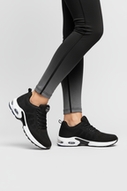Trainers Knit Mesh Black Air Cushioned Sole Women's – Running, Gym, Casual, Walking, Sports