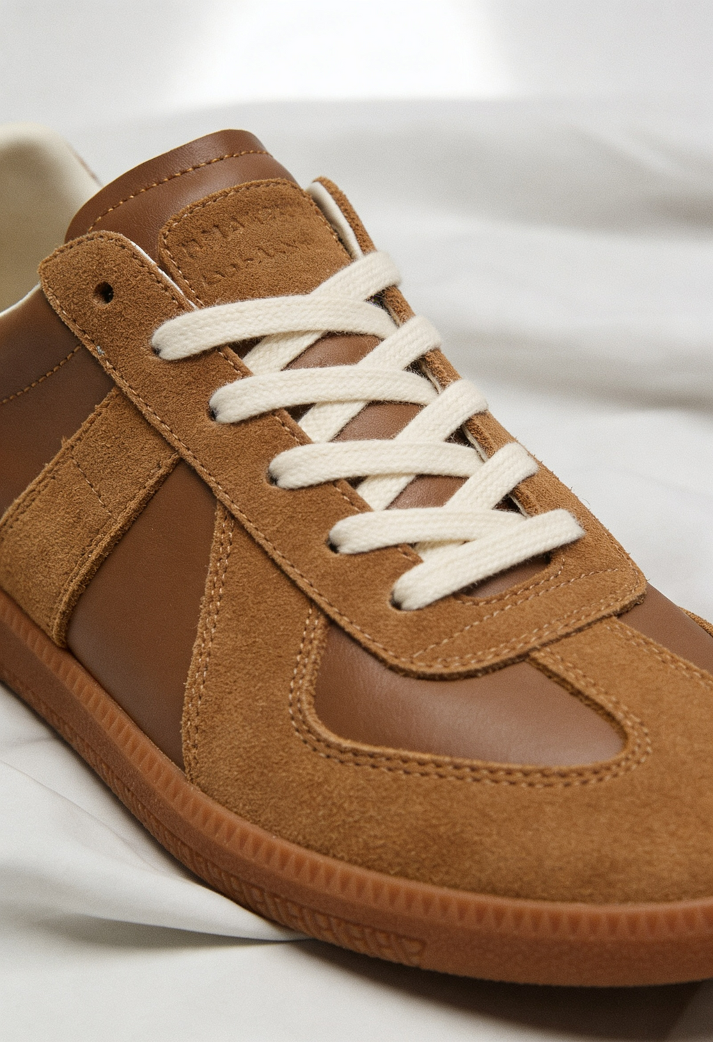 Trainers Leather Suede-Look Brown Men's – Casual, Office, Everyday Lace-Up Shoes with Cushioned Gum Sole