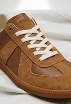 Trainers Leather Suede-Look Brown Men's – Casual, Office, Everyday Lace-Up Shoes with Cushioned Gum Sole
