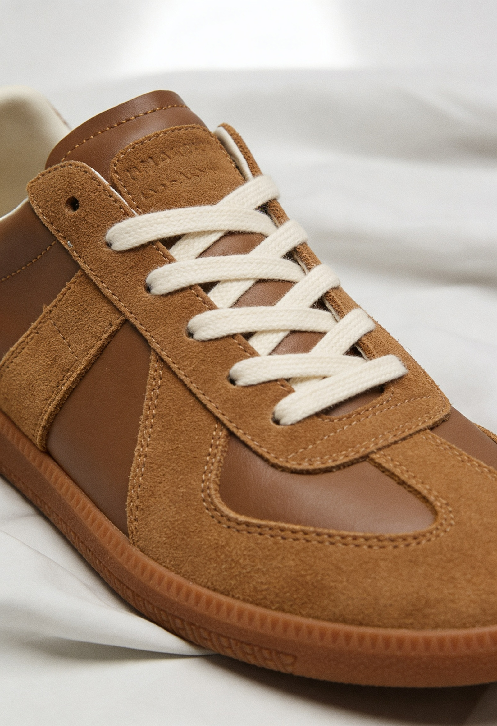 Trainers Leather Suede-Look Brown Men's – Casual, Office, Everyday Lace-Up Shoes with Cushioned Gum Sole