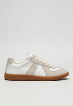Trainers Leather Suede-Look Brown Men's – Casual, Office, Everyday Lace-Up Shoes with Cushioned Gum Sole
