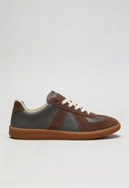 Trainers Leather Suede-Look Brown Men's – Casual, Office, Everyday Lace-Up Shoes with Cushioned Gum Sole