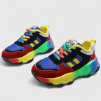 Trainers Multicolour Lace-Up Women's Chunky Sneakers – Casual, Everyday Walking Comfort