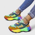 Trainers Multicolour Lace-Up Women's Chunky Sneakers – Casual, Everyday Walking Comfort