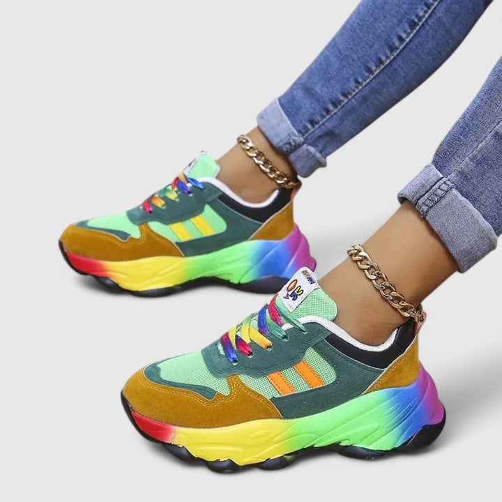 Trainers Multicolour Lace-Up Women's Chunky Sneakers – Casual, Everyday Walking Comfort