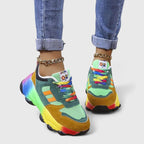 Trainers Multicolour Lace-Up Women's Chunky Sneakers – Casual, Everyday Walking Comfort