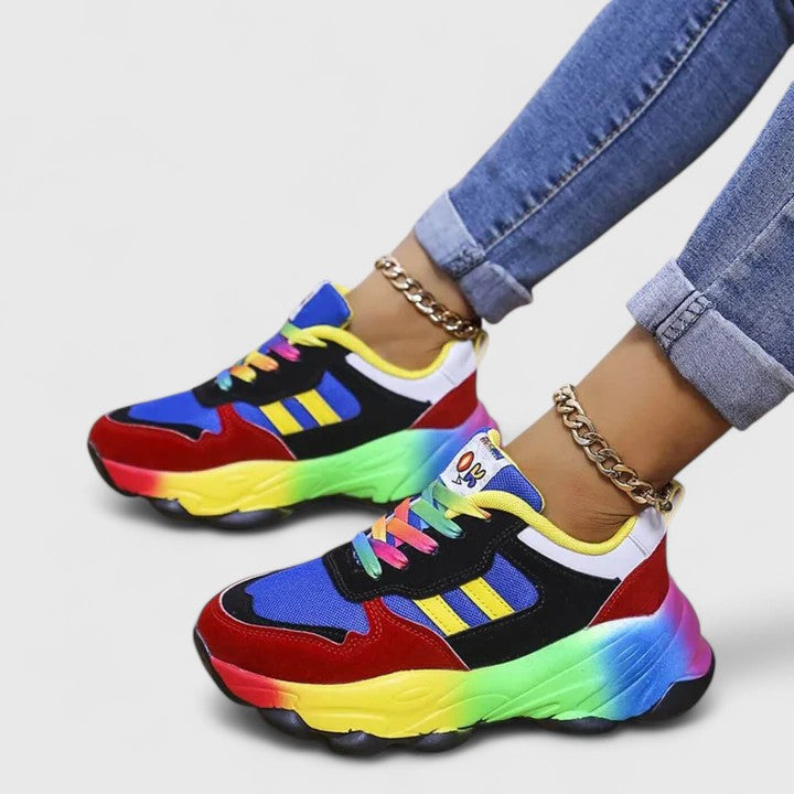 Trainers Multicolour Lace-Up Women's Chunky Sneakers – Casual, Everyday Walking Comfort