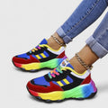 Trainers Multicolour Lace-Up Women's Chunky Sneakers – Casual, Everyday Walking Comfort