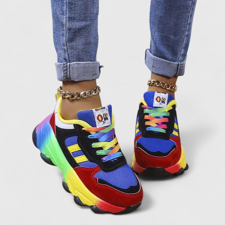 Trainers Multicolour Lace-Up Women's Chunky Sneakers – Casual, Everyday Walking Comfort