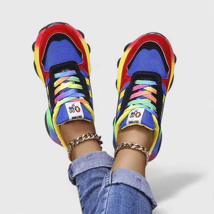 Trainers Multicolour Lace-Up Women's Chunky Sneakers – Casual, Everyday Walking Comfort