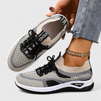 Trainers Women's Mesh Beige Pink Lace-Up Sneakers – Walking, Running, Home Gym · Werune