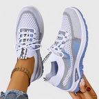 Trainers Women's Mesh Beige Pink Lace-Up Sneakers – Walking, Running, Home Gym · Werune