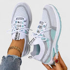 Trainers Women's Mesh Beige Pink Lace-Up Sneakers – Walking, Running, Home Gym · Werune