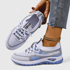Trainers Women's Mesh Beige Pink Lace-Up Sneakers – Walking, Running, Home Gym · Werune