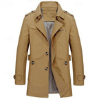 Trench Coat Cotton Men's Single-Breasted Mid-Length Jacket – Casual, Office, Smart Layering