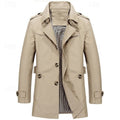 Trench Coat Cotton Men's Single-Breasted Mid-Length Jacket – Casual, Office, Smart Layering