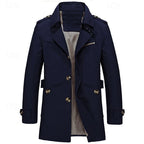 Trench Coat Cotton Men's Single-Breasted Mid-Length Jacket – Casual, Office, Smart Layering