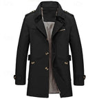 Trench Coat Cotton Men's Single-Breasted Mid-Length Jacket – Casual, Office, Smart Layering