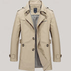 Trench Coat Cotton Men's Single-Breasted Mid-Length Jacket – Casual, Office, Smart Layering