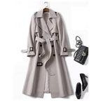 Trench Coat Double-Breasted Belted Women's Long Khaki – Casual, Office, Holiday, Gift