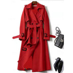 Trench Coat Double-Breasted Belted Women's Long Khaki – Casual, Office, Holiday, Gift