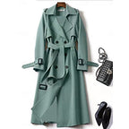 Trench Coat Double-Breasted Belted Women's Long Khaki – Casual, Office, Holiday, Gift