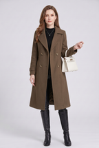 Trench Coat Longline Double Breasted Black Women's – Casual, Office, Holiday, Gift