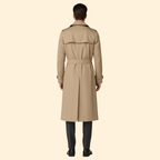 Trench Coat Men's Long Double-Breasted Beige Belted – Casual, Office, Holiday, Gift