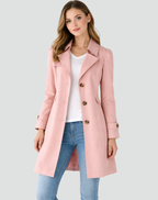 Trench Coat Women's Slim Fit Beige Lapel Collar Single-Breasted – Casual, Office, Holiday, Gift