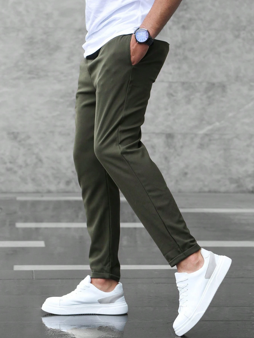 Trousers Men's Stretch Regular Fit Drawstring Grey – Casual, Office · Werune