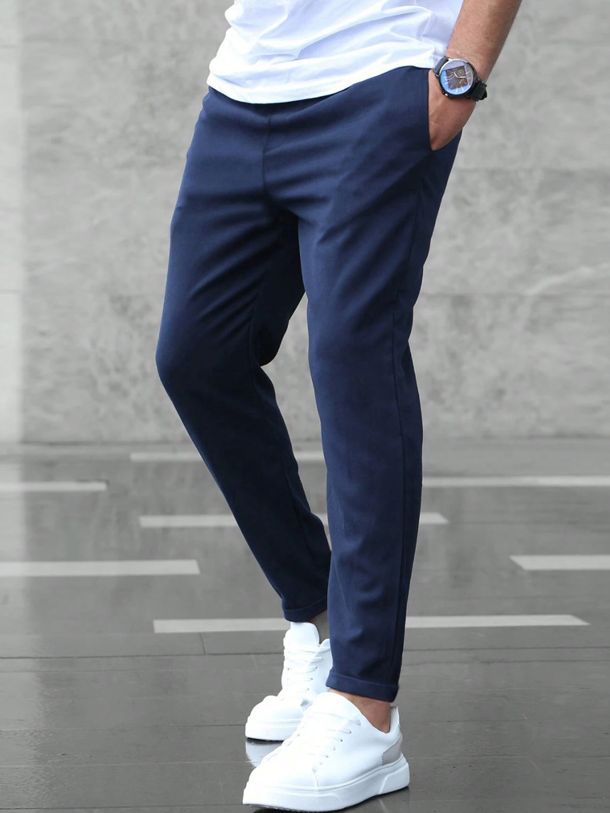 Trousers Men's Stretch Regular Fit Drawstring Grey – Casual, Office · Werune