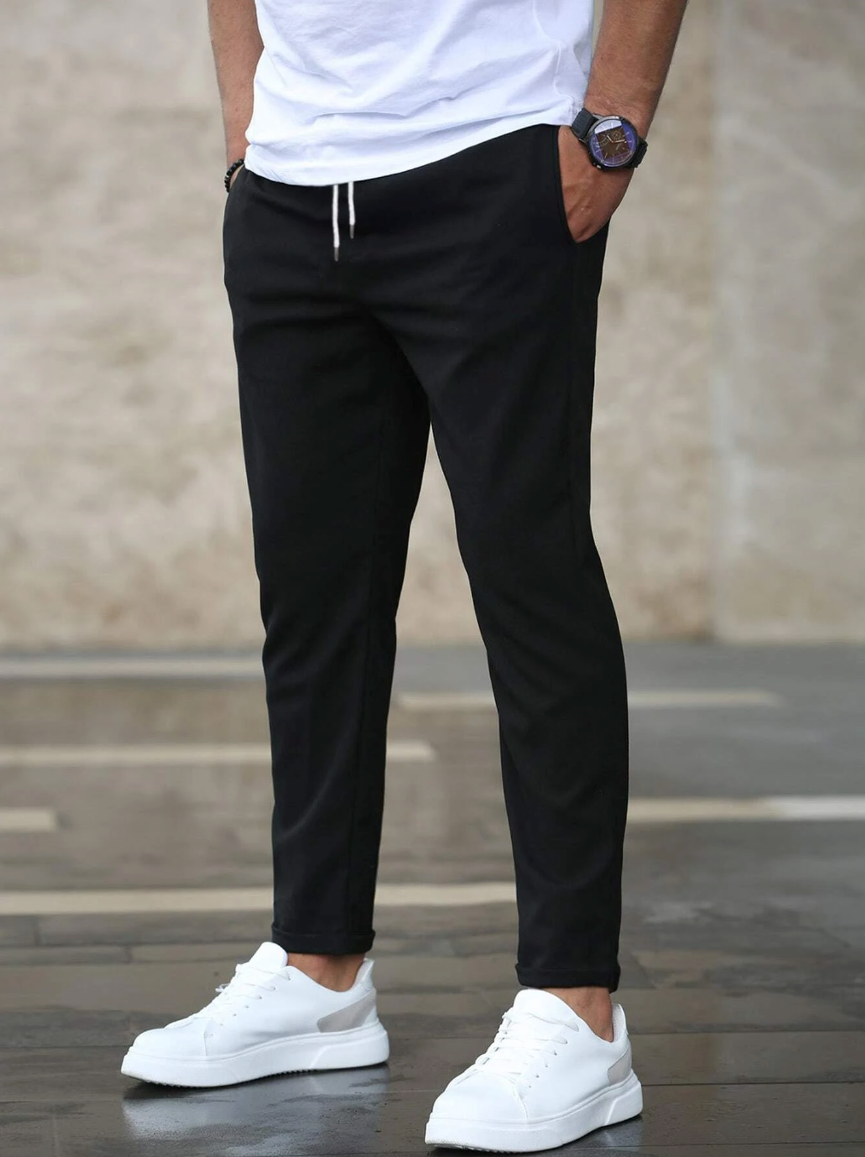 Trousers Men's Stretch Regular Fit Drawstring Grey – Casual, Office · Werune