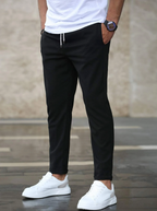 Trousers Men's Stretch Regular Fit Drawstring Grey – Casual, Office · Werune