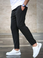 Trousers Men's Stretch Regular Fit Drawstring Grey – Casual, Office · Werune