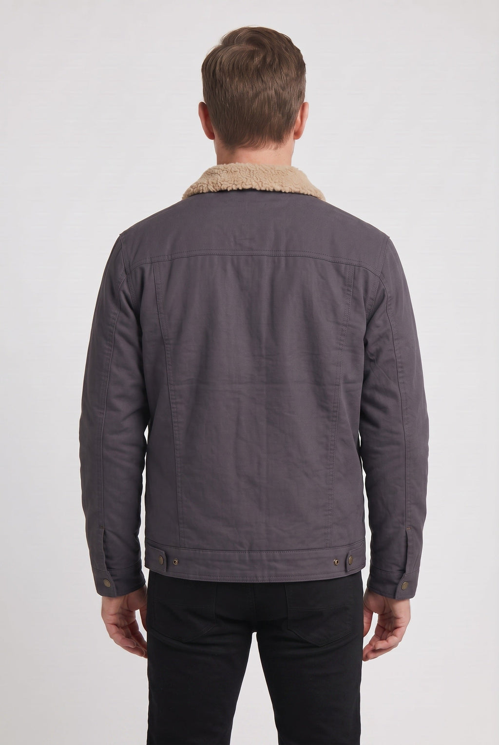 Trucker Jacket Cotton Grey Men's Sherpa-Lined Collar – Casual, Winter, Gift · Werune