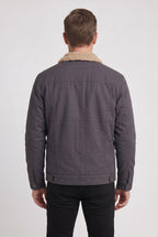Trucker Jacket Cotton Grey Men's Sherpa-Lined Collar – Casual, Winter, Gift · Werune