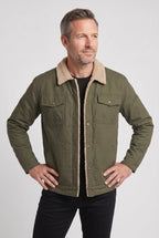 Trucker Jacket Cotton Grey Men's Sherpa-Lined Collar – Casual, Winter, Gift · Werune
