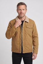Trucker Jacket Cotton Grey Men's Sherpa-Lined Collar – Casual, Winter, Gift · Werune