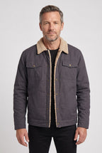 Trucker Jacket Cotton Grey Men's Sherpa-Lined Collar – Casual, Winter, Gift · Werune