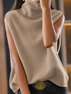 Turtleneck Fleece Top Black Grey Colour Block Women's Long Sleeve – Casual, Winter Layering