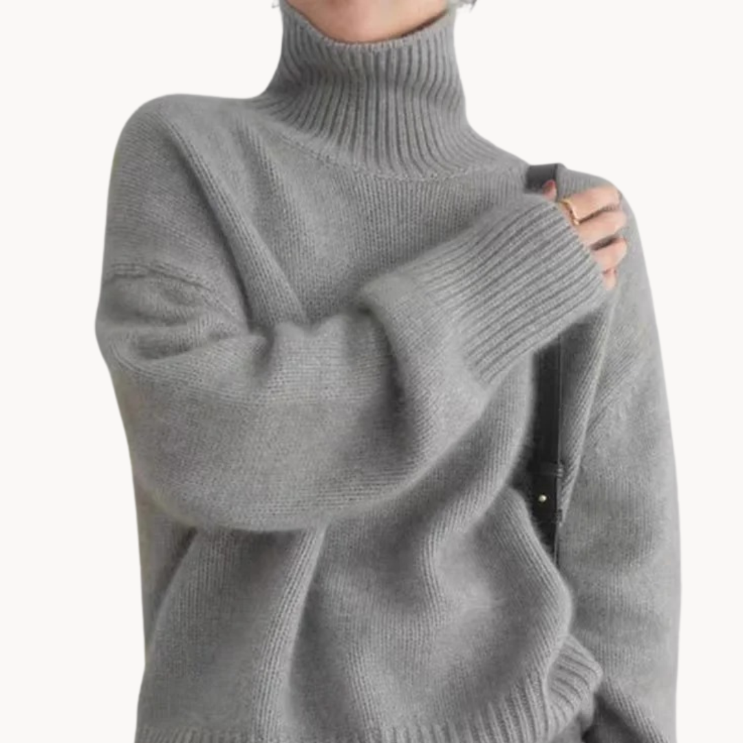 Turtleneck Jumper Cashmere Women's Cream Knit Oversized – Casual, Office · Werune